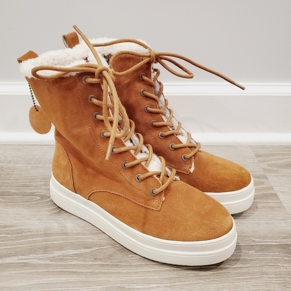 J/SLIDES Shoes - NEW J/SlidesTorrie Suede Faux Fur High-Top Sneakers Boots